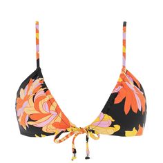 Triangle bikini top SEAFOLLY PalmSprings Printed Triangle Top Swimwear, Festival Triangle Top Printed Swimwear, Multicolor Printed Triangle Top Swimwear, Pink Printed Triangle Top Swimwear, Yellow Printed Triangle Top Swimwear, Triangle Swimsuit, Black