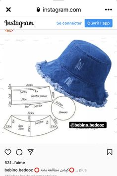 an instagram page with the instructions to make a denim bucketer hat on it