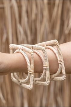 Handcrafted from natural materials these bangles add a simplistic sophistication to any outfit. Wear as a single or a stacked statement. Ethically and sustainably crafted in Bali, Indonesia. Size:3-3.5"Materials:Rattan Rattan Outfit, African Hair Braiding, Basket Weaving Diy, Arm Art, African Hair, The Bangles, Hair Braiding, African Braids Hairstyles, African Hairstyles