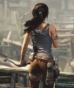 an image of a woman holding a bow and arrow in the video game uncharted