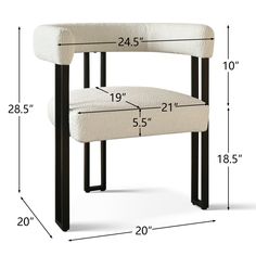 a chair with measurements for the seat and backrest, as well as its height