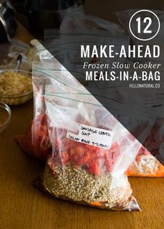 frozen slow cooker meals in a bag