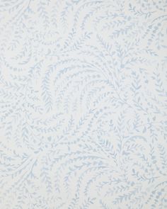 a white and blue wallpaper with leaves on it