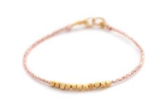 Nugget bracelet - gold on rose gold vermeil Fierce Fashion, Nugget Bracelet, Silk Bracelet, Stacking Bracelets, Rose Gold Beads, Family Jewels, Handcrafted Bracelets, Gold Silk, Shiny Things