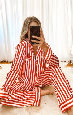 Classic PJ Set ~ Peppermint Stripe Striped Pjs, Button Down Pajamas, Cozy Christmas Outfit, How Many Bridesmaids, Cute Christmas Outfits, Outfit Looks, Nye Outfits, Christmas Outfits Women, Christmas Party Outfits