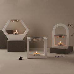 Geometric Tealight Candle Holder Molds Home Fragrance Decoration Ornament Gypsum Plaster Mould Cement Candle Holders, Diy Candle Sticks, Cement Candle, Diy Room Decor Videos, Diy Plaster, How To Make Decorations, Essential Oil Candles, Diy Crystals, Diy Silicone Molds