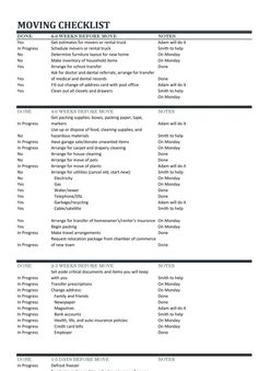 the moving checklist is shown in black and white