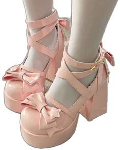 Pink Block Heel Heels With Bow, Cute Closed Toe Formal Heels, Cute Formal Closed Toe Heels, Formal Closed Toe Cute Heels, Spring Mary Jane Heels With Bow, Spring Bow Mary Jane Heels, Feminine Round Toe Heels With Bow, Pink Block Heels With Bow, Feminine Heels With Bow And Round Toe