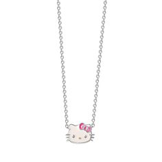 Any Hello Kitty lover will love wearing this Hello Kitty sterling silver enamel necklace. Click on this JEWELRY & WATCHES GUIDE to learn about fit, styles, materials and more! Any Hello Kitty lover will love wearing this Hello Kitty sterling silver enamel necklace. Click on this JEWELRY & WATCHES GUIDE to learn about fit, styles, materials and more! FEATURES Chain length: 16 in. Chain type: cable Clasp: spring-ring Nickel safe Metal: sterling silver Plating: fine silver Finish: polished Packagin Cute Silver Hello Kitty Necklace, Cute Hello Kitty Silver Necklace, Hello Kitty Sterling Silver Necklace, Pink Hello Kitty Sterling Silver Jewelry, Hello Kitty Sterling Silver Jewelry Gift, White Hello Kitty Necklace For Gift, Hello Kitty White Necklace For Gift, White Hello Kitty Necklace Gift, White Sterling Silver Hello Kitty Jewelry