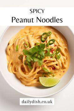 Spicy Peanut Noodles Easy Peanut Sauce, Spicy Peanut Noodles, Vegan Grocery List, Vegan Noodles, Vegan Grocery, Peanut Noodles, Spicy Peanuts