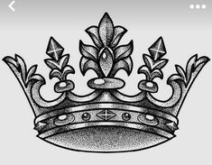 a black and white drawing of a crown