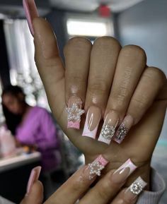 Birthday Nail Set Ideas Summer, Acrylic Nail Set, Hard Nails, French Tip Acrylic Nails, Simple Acrylic Nails, Acrylic Nails Coffin Pink