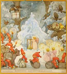 an advertisement for the children's christmas program, featuring santa claus and other elves