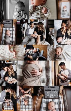 a collage of photos with babys and parents