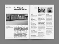 the london short film festival brochure is open to show images and text on it