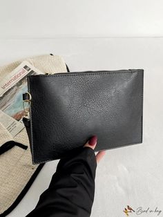 BirdinBag - Sleek Clutch: A Minimalist Must-Have Minimalist Evening Bag, Minimalist Solid Color Evening Bag, Black Minimalist Clutch For Daily Use, Solid Rectangular Clutch For Daily Use, Solid Color Rectangular Clutch For Daily Use, Versatile Black Clutch For Office, Black Versatile Clutch For Office, Minimalist Black Clutch Bag, Black Square Clutch For Daily Use