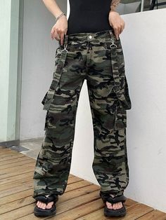 ⚡️Free Shipping 2022 Detachable Strap Baggy Camo Cargo Jeans Green S under $44.00 in Jeans at AnotherChill.com Online. Style: Casual/Street/Vintage/Y2K/Punk/Hip Pop. Fabric Content: Cotton, Polyester. Fit Type: Loose fit. : Featured camo pattern print, these vintage wash jeans have cargo pockets patched, shaped to a relax silhouette, with detachable straps and a zip button fastening design.. ✓2022 SUMMER OUTFITS. Check reviews and buy Detachable Strap Baggy Camo Cargo Jeans today. Jeans Online Store, 90s Y2k Fashion, Vintage Wash Jeans, Jeans Patchwork, Moda Denim, Camouflage Colors, Y2k Punk, Camouflage Pants, Jeans Cargo