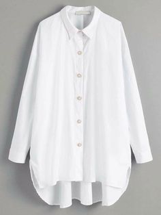 High Low Shirt Dress, Lantern Sleeve Top, High Low Shirt, Smock Blouse, White Button Down Shirt, Loose Shirts, Trendy Fashion Women, Collar Dress