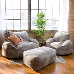 #color_cement-blazer Loveseat Ottoman, Zimmer Diy, Bean Bag Living Room, Hangout Room, Bean Bag Sofa, Corner Sofa Set, Bag Chair, My New Room, Bean Bag