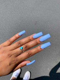 Unc Blue Nails, Blue Nails Black Women, Spring Nails Black Women, Nails On Black Women, Nails Black Women, Classy Acrylic, Tips Nails, Summer Acrylic, Baby Blue Nails