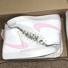 Brand New! Never Worn Pink Blazer Shoes, Classic Pink High-top Sneakers, Pink Nike Blazers, Pink Blazers, Blazer Shoes, Pink Nike Shoes, Pretty Sneakers, Nike Blazers, Blazers Shoes