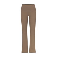 This soft, smooth, and stretchy ribbed pant features a throwback-inspired flare with a foldover waistband. Chic Wide-leg Yoga Pants, Chic Yoga Pants With 4-way Stretch, Chic Straight Leg Yoga Pants For Loungewear, Chic 4-way Stretch Yoga Pants, Chic High-waisted Leggings For Loungewear, Chic Fall Yoga Pants, Chic Straight Leg Yoga Pants, Versatile Wide Leg Leggings For Loungewear, Chic Yoga Pants