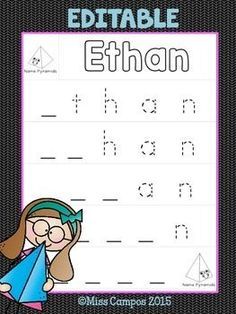 an editable alphabet worksheet with a girl holding a blue object in her hand