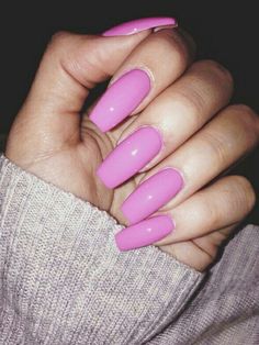 ♡♡♡ French Nails Glitter, Pink Coffin Nails, Pink Coffin, Coffin Shape Nails, Bubble Gum Pink, Get Nails