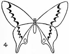 a drawing of a butterfly with four dots on it's wings, and the number 4