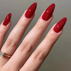 24pcs Glossy Red Press On Nails Glitter Fake Nails Medium Almond Wine False Nails Glitter Powder Full Cover Acrylic Nails For Women Girls New Year And Valentine's Day Wear, Nail File And Adhesive Tabs Included Medium Almond, Nail Type, Nail Forms, Nails Glitter, Nail Length, Diy Nail Art, Minimalist Nails