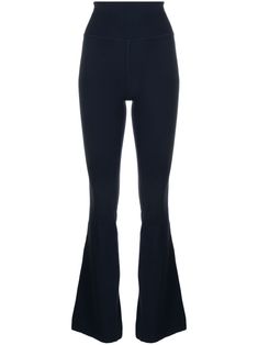 navy blue technical jersey stretch-design elasticated waistband high-waisted fitted waistline logo print to the rear reflective detailing flared design Lululemon Black Flare Leggings, Lululemon Flare Leggings, Uzun Boy, Black Flared Leggings, College Vision Board, Lululemon Outfits, Nike Accessories