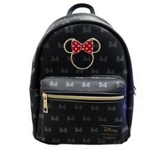 Brand New “Rare” Classic Disney Lounge Fly Mini Mouse Backpack/Purse. Black Backpack With Zipper For Disney Fan Events, Black Backpack For Disney Trips And Back To School, Minnie Mouse Backpack For Disney Fan Events, Minnie Mouse Standard Backpack For Everyday Use, Minnie Mouse Backpack For Everyday Use, Minnie Mouse Standard Backpack For Disney Trips, Black Mickey Mouse Backpack For Disney Fan Events, Black Minnie Mouse Bag For Back To School, Minnie Mouse Backpack For Disney Trips