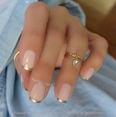 Gold Tip Nails, Simple Elegant Nails, Sophisticated Nails, Stylish Nails Designs, French Nail Art