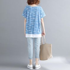 Women o neck patchwork cotton clothes Casual Outfits blue print shirt

This dress is made of cotton or linen fabric, soft and breathy. 

Flattering cut. Makes you look slimmer and matches easlily.
 
Materials used: cotton

Measurement:Size L/BUST-146cm   
   
length 73cm / 28.47"
Waist 114cm / 44.46"
Armhole 38cm / 14.82


Size 2XL/BUST-146cm   
   
length 75cm / 29.25"
Waist 122cm / 47.58"
Armhole 40cm / 15.6



We ship worldwide.

Tracking numbers provided for all orders. Casual Light Blue Patchwork Tops, Denim Blue Patchwork Tops For Summer, Light Blue Patchwork Cotton Top, Light Blue Patchwork Top For Summer, Light Blue Summer Top With Patchwork, Casual T Shirt Dress, Fashion Blouses, Short Blouses, Clothes Casual