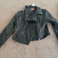 Leather Moto Jacket Black Spring Outerwear For Motorcycling, Black Motorcycling Outerwear For Spring, Black Spring Motorcycling Outerwear, Spring Motorcycling Black Outerwear, Black Rocker Style Spring Outerwear, Red Parka, Poncho With Sleeves, Old Navy Jean Jacket, Dark Denim Jacket