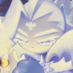 sonic the hedgehog is surrounded by white and blue characters in an animated style scene