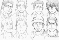 an anime character's face is shown with different facial expressions and hair styles, as well as his eyes