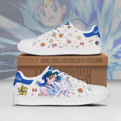 Sailor Mercury Sneakers Custom Sailor Moon Anime Shoes Lightweight construction with breathable mesh fabric provides a comfortable and flawless fit. Anime Moon, Sailor Moon Anime, Great Anniversary Gifts, Smith Shoes, Anime Christmas, Anime Shoes, Sailor Mercury, Anime Gifts, Fall Shoes