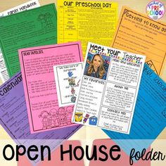 the open house flyer is shown with four different colors and text, including one for each student