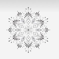 a white and black snowflake is shown in the middle of an image with dots