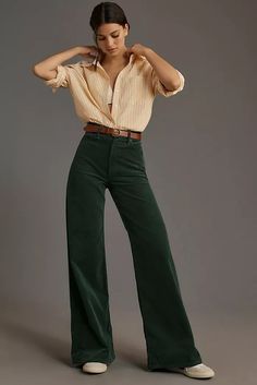 Women's Wide Leg Jeans | Anthropologie Corduroy Pants Outfit, Short Hairstyles, Hair Styling, Box Braids, Wide Leg Jeans, Fashion Inspo Outfits, Work Outfit, Leg Jeans, Style Me