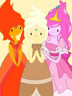 three princesses are standing next to each other