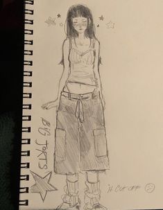 a drawing of a girl standing with her hands on her hips