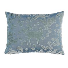 Schumacher So8131011 Arbor Forest Pillow Pillows & Accessories In Slate Blue Farmhouse Decorative Pillows, Woodland Creatures, Blue Pillows, Jacquard Weave, Silk Velvet, Slate Blue, Arbor, Pillow Sale, Lumbar Pillow