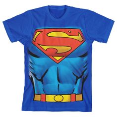 Stand up for justice with this Superman tee. The shirt features the superhero’s costume drawn in a cartoon design. The hero’s logo of a red S inside a yellow diamond sits at the chest while the hero's yellow belt decorates the bottom of the image. The tee comes in a royal blue short sleeve crew neck. Bring this fun tee home to your young Superman fans today. Size: x large. Gender: unisex. Age Group: toddler. Pattern: Fictitious Character. Material: Cotton. Blue Superhero T-shirt With Character Print, Fitted Blue T-shirt With Character Print, Superhero Graphic Print Tops, Superhero T-shirt For Fan Conventions, Pre-shrunk Superhero T-shirt For Fan Conventions, Superhero Pre-shrunk T-shirt For Fan Conventions, Blue Superhero Short Sleeve Top, Superhero Character Print Short Sleeve T-shirt, Superhero Character Print Tops For Fan Conventions