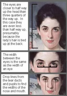 three different pictures of the same woman's face, with lines drawn on them