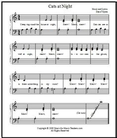 sheet music with the words cats at night