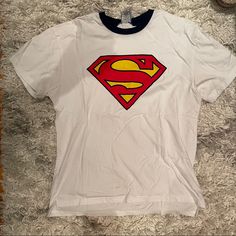 Bnwot Never Worn Women’s Cut Shirt Soft Superhero White Cotton T-shirt, White Cotton Superhero T-shirt, White Superhero Cotton T-shirt, White Superhero Graphic Print Tops, White Superhero Character Print Tops, Cut Shirt, Cut Shirts, Superman, Dc Comics