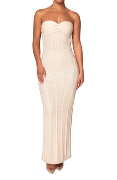 This resort-ready knit maxi is designed in a sleek strapless silhouette and tethered with a drapey back tie. Adjustable back tie closure Strapless 75% acrylic, 25% nylon Hand wash, dry flat Imported Strapless Maxi, Strapless Maxi Dress, Nordstrom Store, Nordstrom Dresses, New Shoes, White Dress, Hand Wash, Sleek, Nordstrom