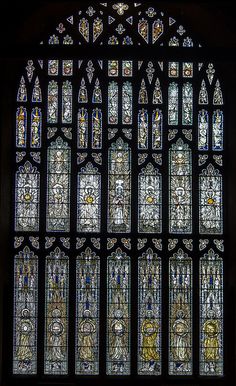 a large stained glass window in a building